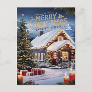 Postal Deseos festivos en el país de las maravillas nevad