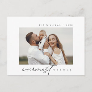 Postal Deseos más cálidos, saludo de Navidades, foto fami