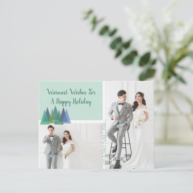 Postal Deseos más cálidos Verde azulados modernos | 2.ª f (Anverso de pie)