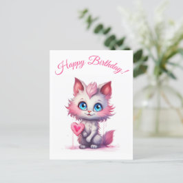 Postal Deseos Purr-férreos de cumpleaños - Cute Kitty