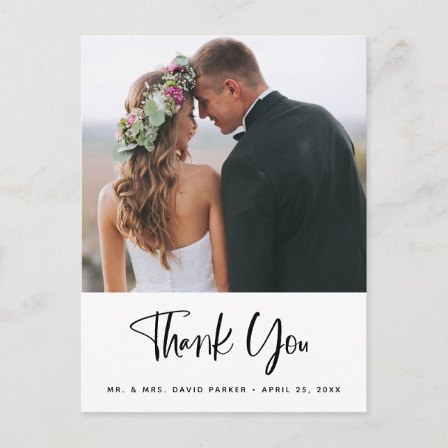 Postal Deseos simples | Boda de fotos Gracias (Anverso)