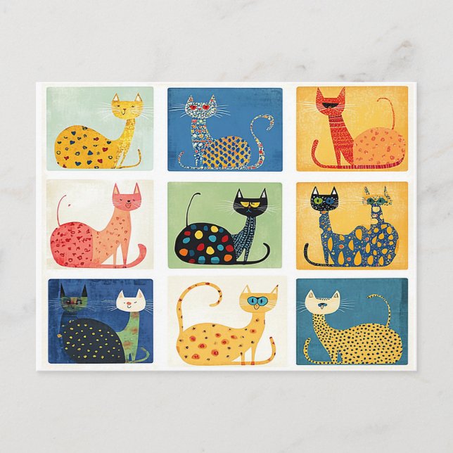 Postal Desfile de gatos sensacional (Anverso)