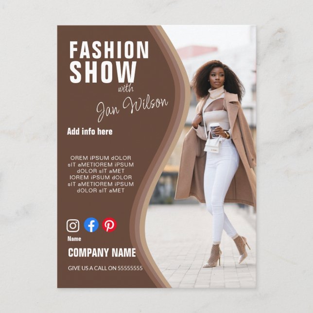 Postal desfile de moda LOGOTIPO personalizado folleto Pós (Anverso)