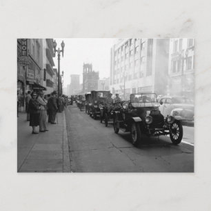 Postal Desfile de vehículos sin caballos, Los Ángeles, 19