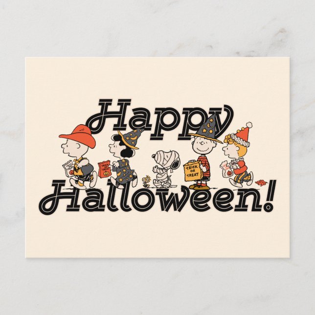 Postal Desfile Feliz Halloween de la Pandilla de Peanuts (Anverso)