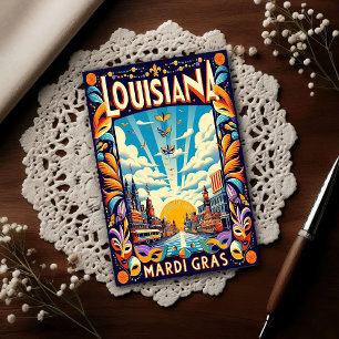 Postal Desfile Vintage de Mardi Gras de Louisiana