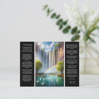 Postal Desiderata cascada arcoiris con amor a la caída