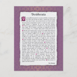 Postal Desiderata - Choses désirées - poème