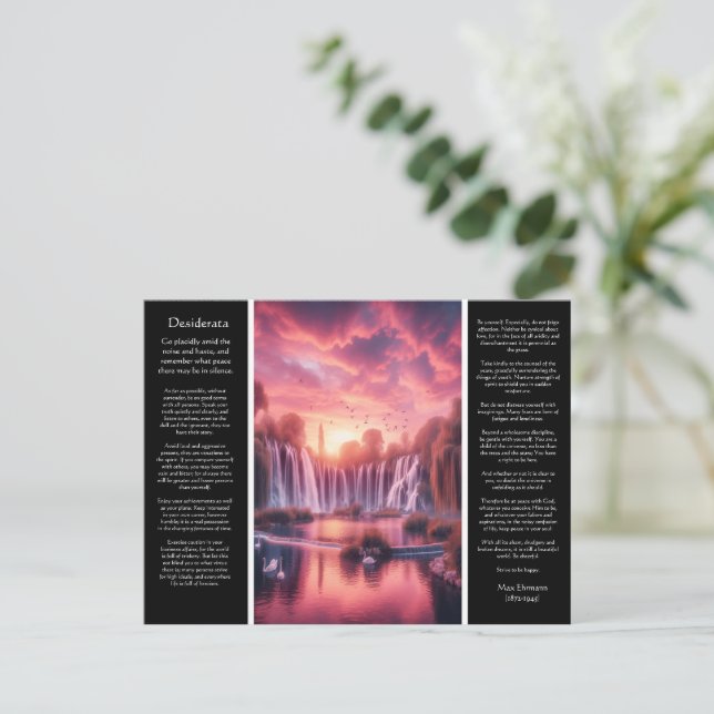 Postal Desiderata: Corazones de cataratas reflexionan sob (Anverso de pie)