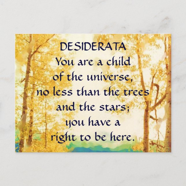 postal DESIDERATA Faded Aspens (Anverso)