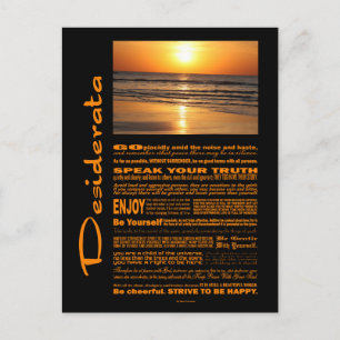 Postal Desiderata Poem Beauty Yellow Sunset