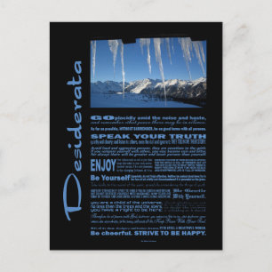 Postal Desiderata poema diez por debajo de cero