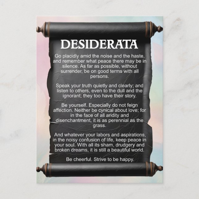 Postal Desiderata Postcard (Anverso)