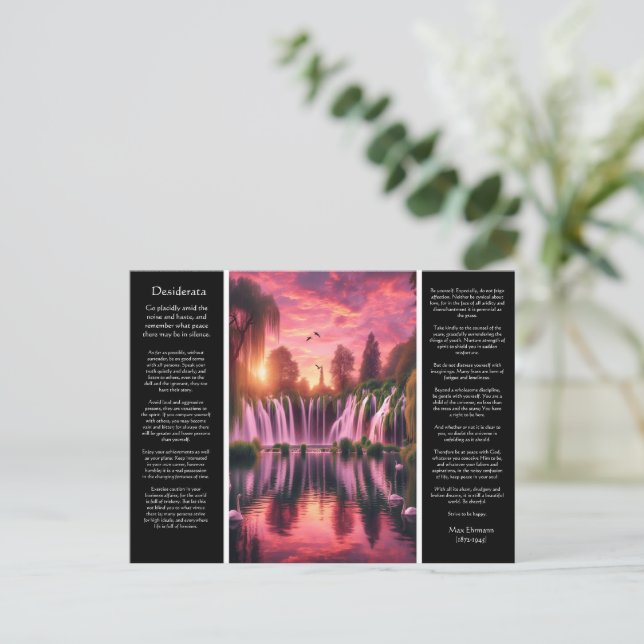 Postal Desiderata Rosa y Oro, Asfixia y Cisnes (Anverso de pie)