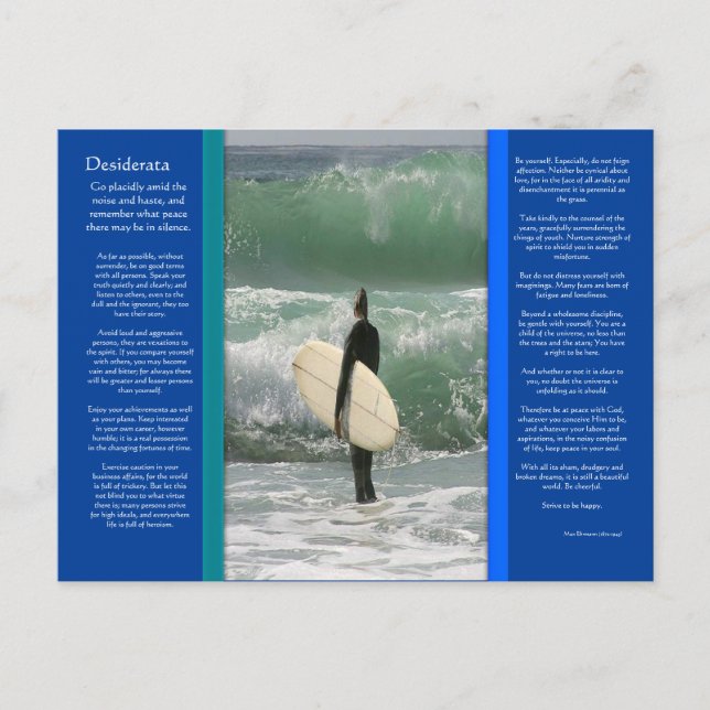 Postal DESIDERATA Surfing Surfing Wave Postcard (Anverso)