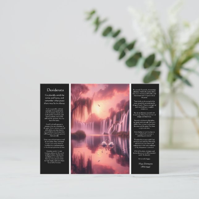 Postal Desiderata Waterfall Golden Hour Willows y amor (Anverso de pie)