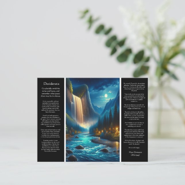 Postal Desiderata Waterfall Journey (Anverso de pie)