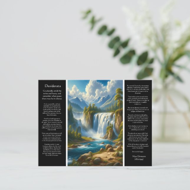 Postal Desiderata Waterfall Pathways (Anverso de pie)