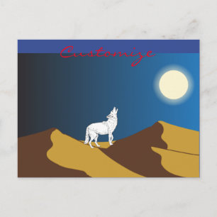 Postal Desierto Coyote Howling Full Moon Thunder_Cove