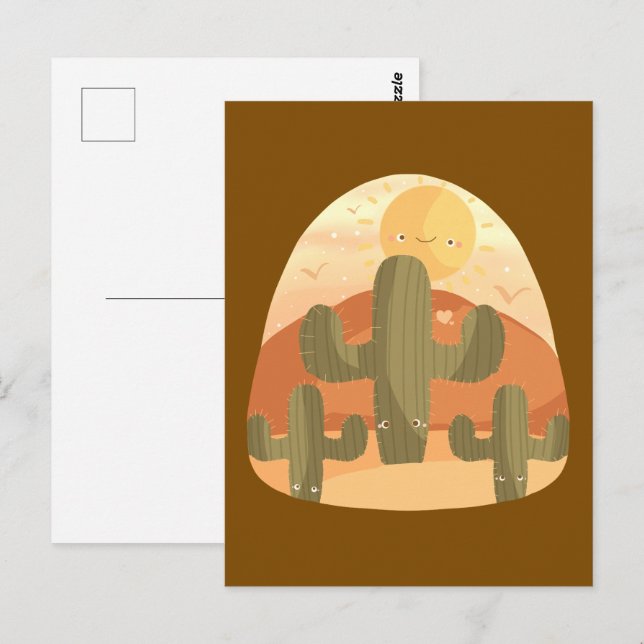 Postal Desierto de Cactus con Sol (Anverso / Reverso)