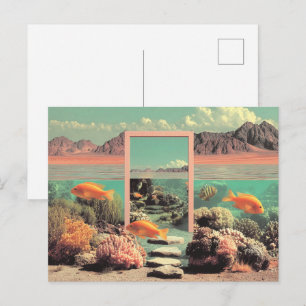 Postal Desierto Oceánico Surrealista con Puerta