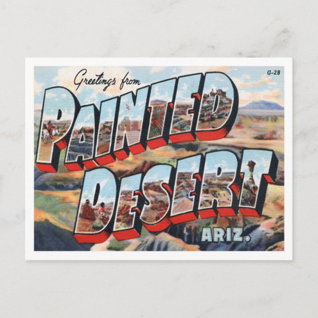 Postal Desierto pintado, letras grandes de Arizona (Anverso)