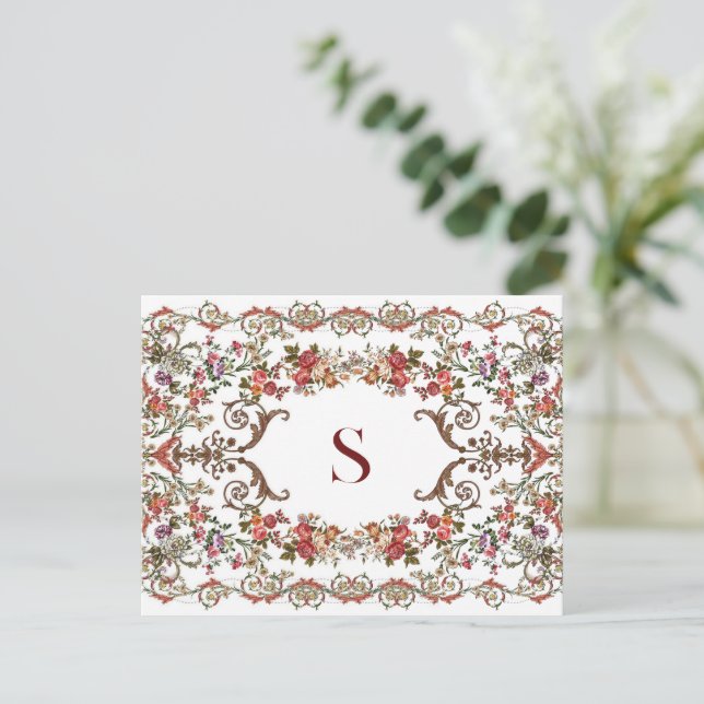 Postal Deslizamientos florales vintage (Anverso de pie)
