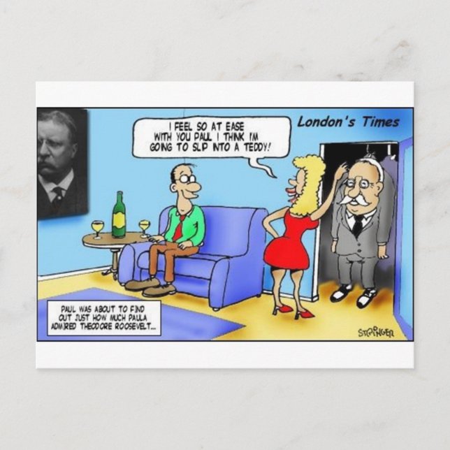 Postal Deslizar En Un Teddy... Roosevelt Graciosos Regalo (Anverso)
