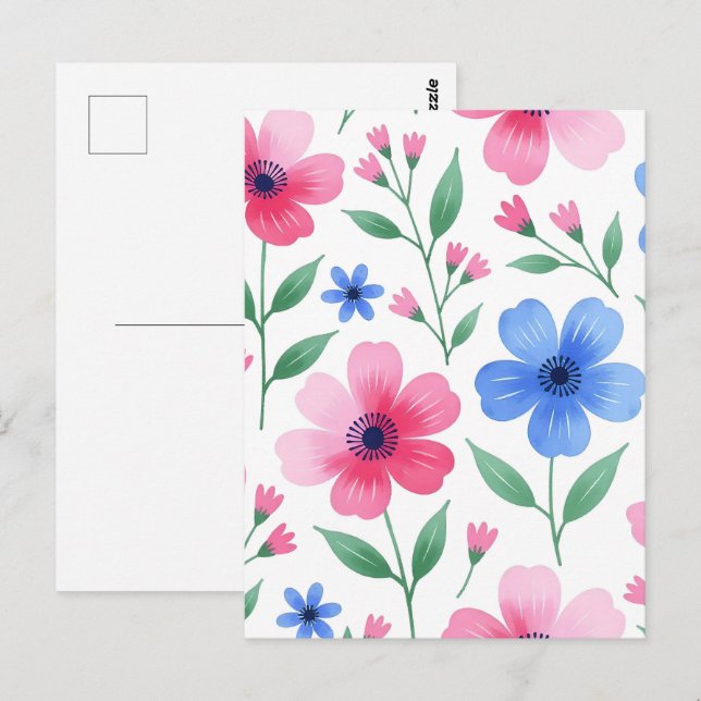 Postal Deslumbramiento de la flor del agua de roseo (Anverso / Reverso)