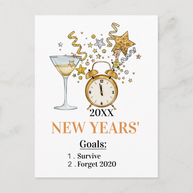 Postal Deslumbrante de oro Feliz Año Nuevo (Anverso)