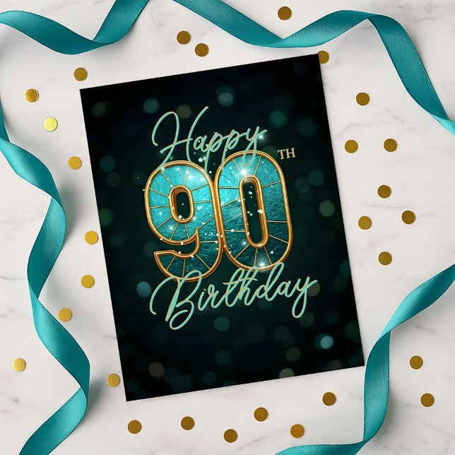 Postal Deslumbrante Verde azulado Oro 90 aniversario (Subido por el creador)
