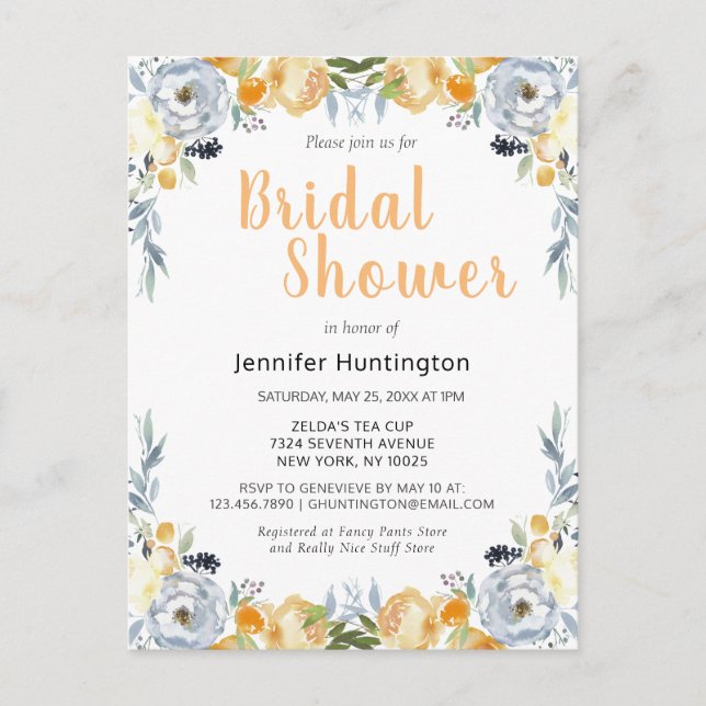 Postal Despedida de soltera boho floral de melocotón de p (Anverso)