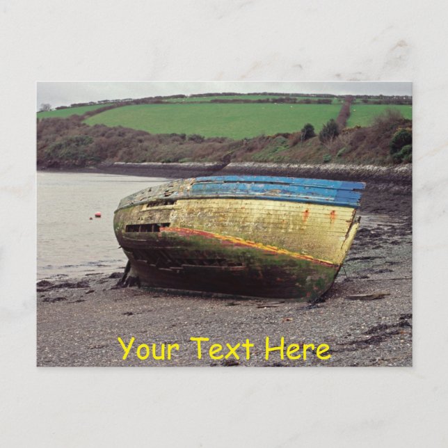Postal Desperdicio de barco personalizable, Cornwall, Rei (Anverso)