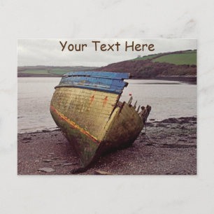Postal Desperdicio de barco personalizable, Cornwall, Rei