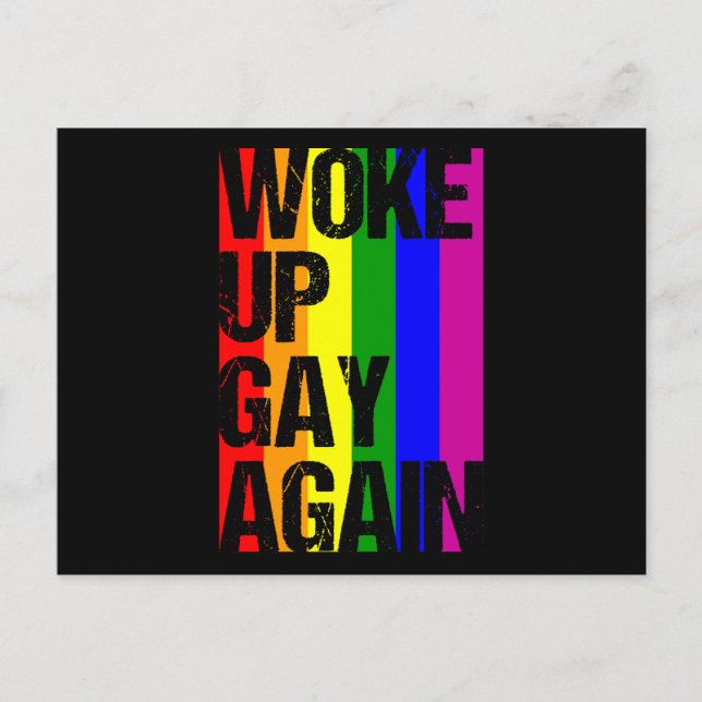 Postal DESPERTAR A GAY DE NUEVO Mes DEL Orgullo LGBT LGBT (Anverso)