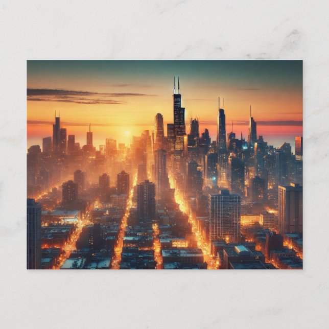 Postal Despertar de las luces de la ciudad (Anverso)