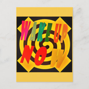 POSTAL DESPIERTA AHORA DISEÑO DE COLORES DE ARENA CON NEG