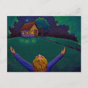 Postal Despierta en el momento felicidad arte divertido y