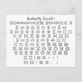 Postal Desplazamiento de mariposa I Zazzle Font Sampler c