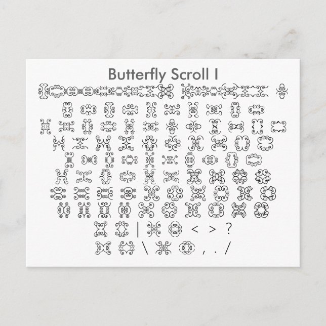 Postal Desplazamiento de mariposa I Zazzle Font Sampler c (Anverso)