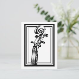 Postal Desplazamiento de violín blanco y negro con líneas