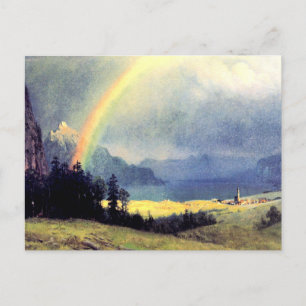 Postal Después de la ducha, pintura de Albert Bierstadt