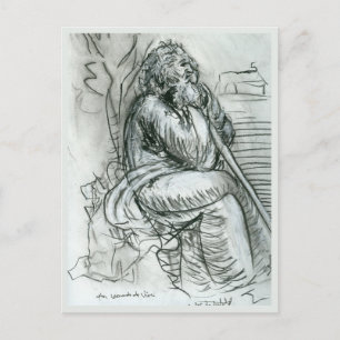 Postal Después del autorretrato de Leonardo da Vinci