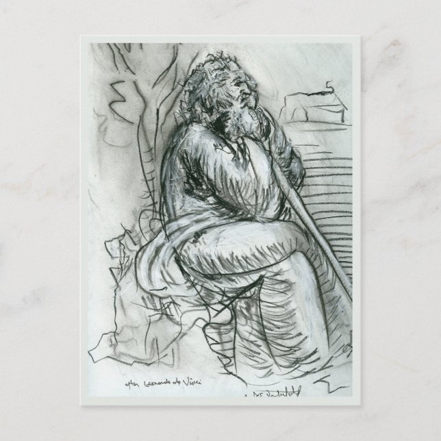 Postal Después del autorretrato de Leonardo da Vinci (Anverso)