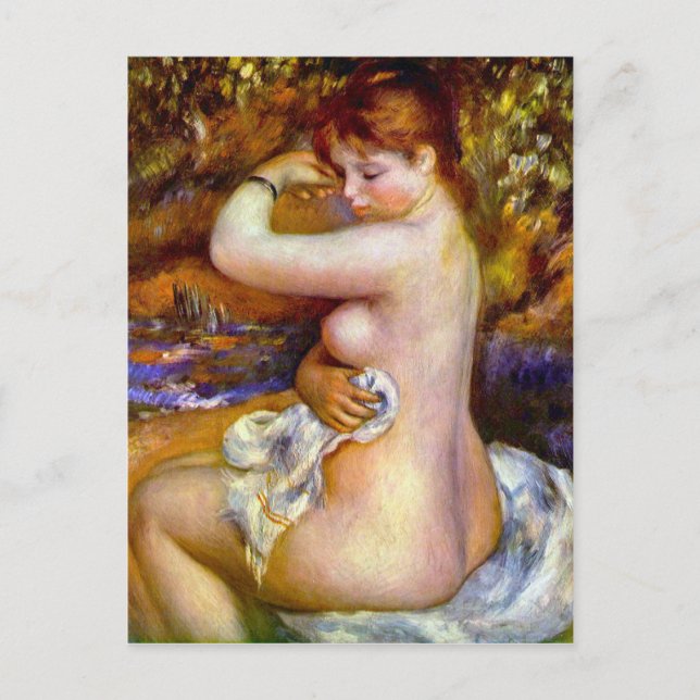 Postal Después del baño por Pierre Renoir (Anverso)