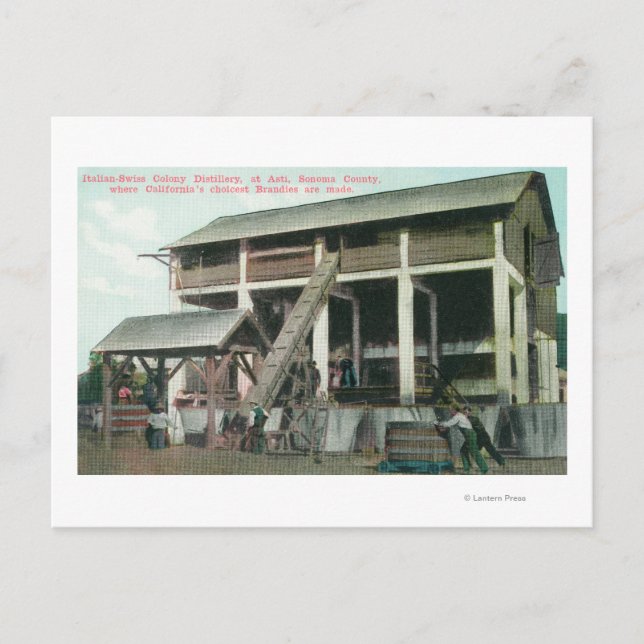Postal Destilería de Brandy, Colonia Italiana-Suiza (Anverso)