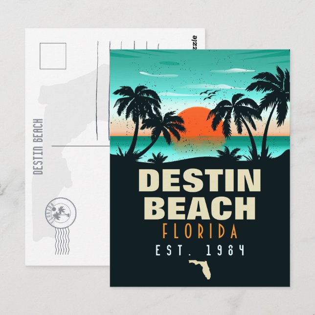 Postal Destin Beach Florida Retro Sunset Souvenirs 60 (Anverso / Reverso)