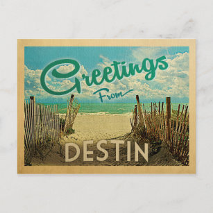 Postal Destin Beach Vintage Travel