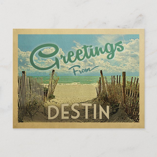 Postal Destin Beach Vintage Travel (Anverso)