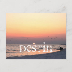 Postal Destin, FL Sunset - Pareja Caminando La Playa